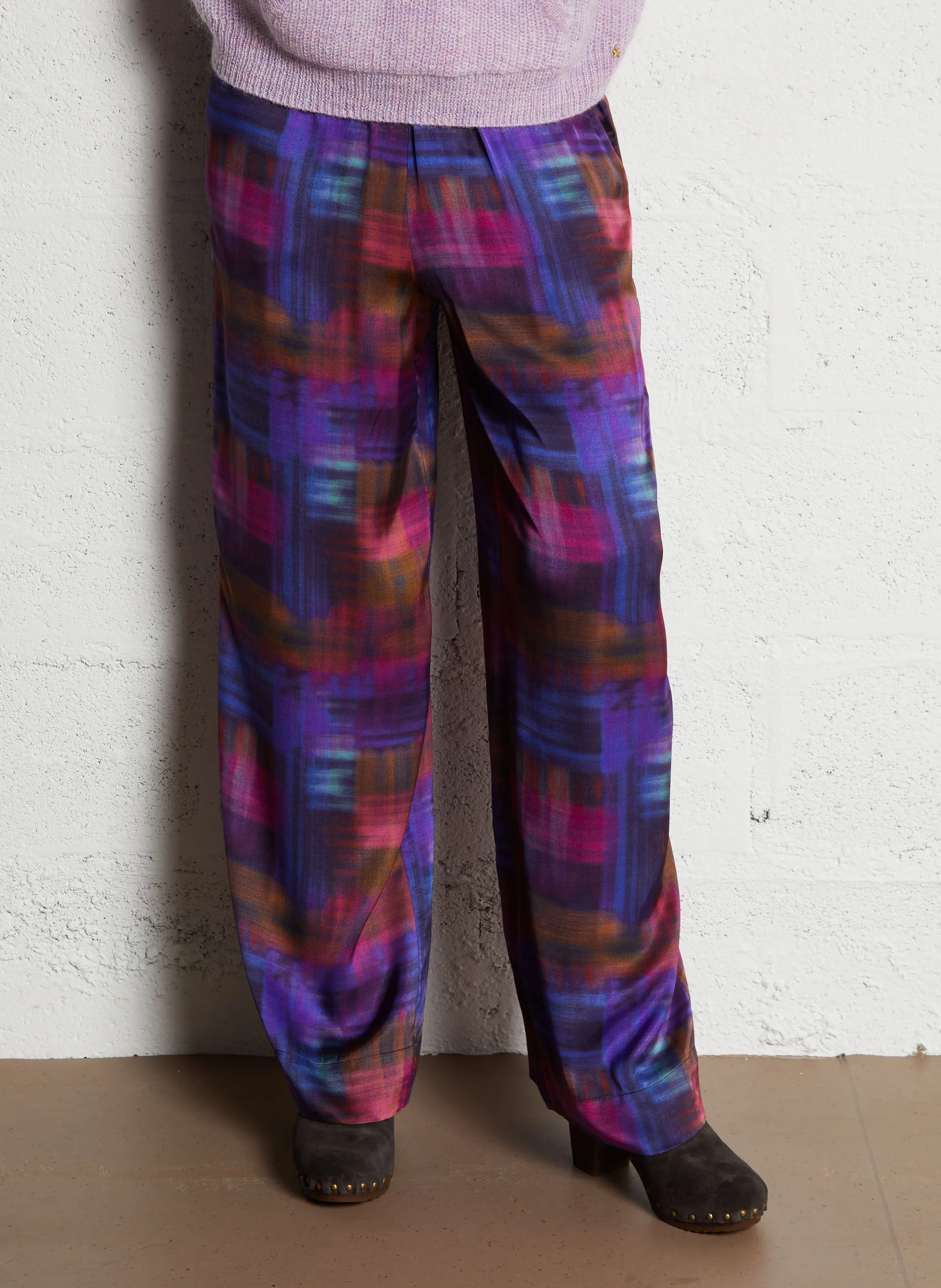 DES PETITS HAUTS   EVANOU - Pantaloni ampi stampati in satinato | Multicolore