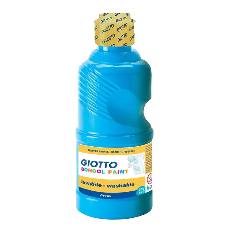 FLACONE TEMPERA PRONTA GIOTTO LAVABILE 250ML.CYAN BLU PRIMARIO SCHOOL PAINT QUALITA