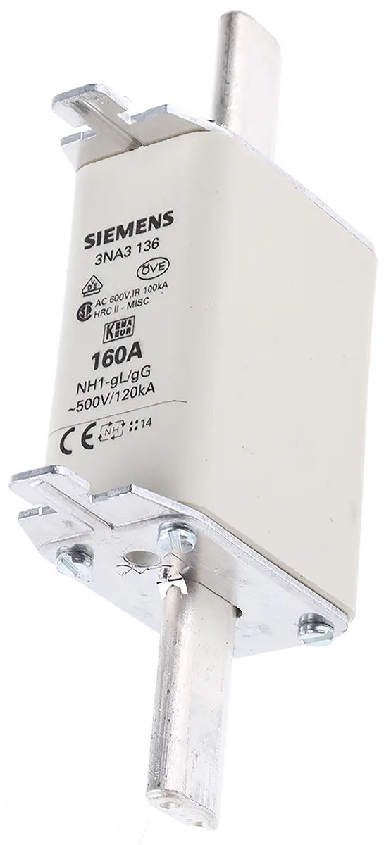 Fusibile NH, Siemens, 160A, fusibile NH1, standard CSA 22.2, IEC EN 60269, VDE 0636, cat. gG 500V ca